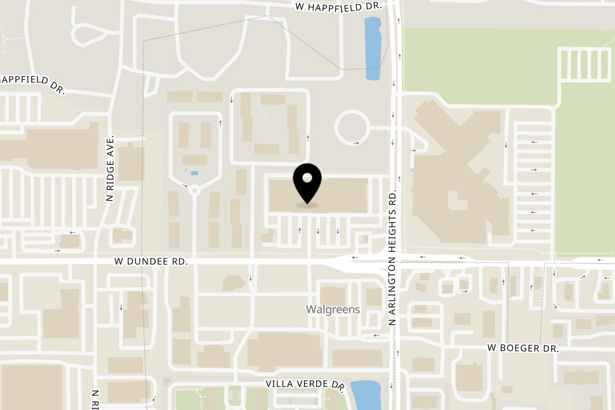 Map showing the location of Brunchy's Cafe on 1224 W Dundee Rd in Buffalo Grove